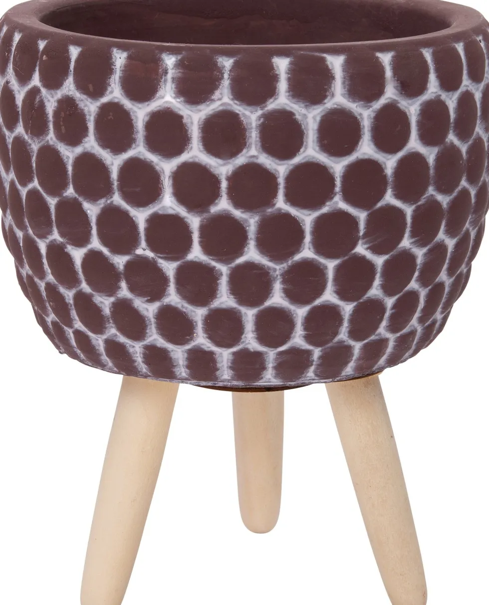 Intratuin bloempot op poten Myrthe bruin D 13,5 H 15,5 cm