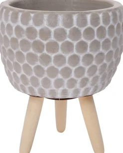 Intratuin bloempot op poten Myrthe grijs D 9,5 H 13 cm