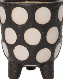 Intratuin bloempot op poten Pygros zwart / beige D 10,5 H 12 cm
