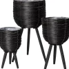 Intratuin bloempot op poten riet zwart D 30 H 59 cm