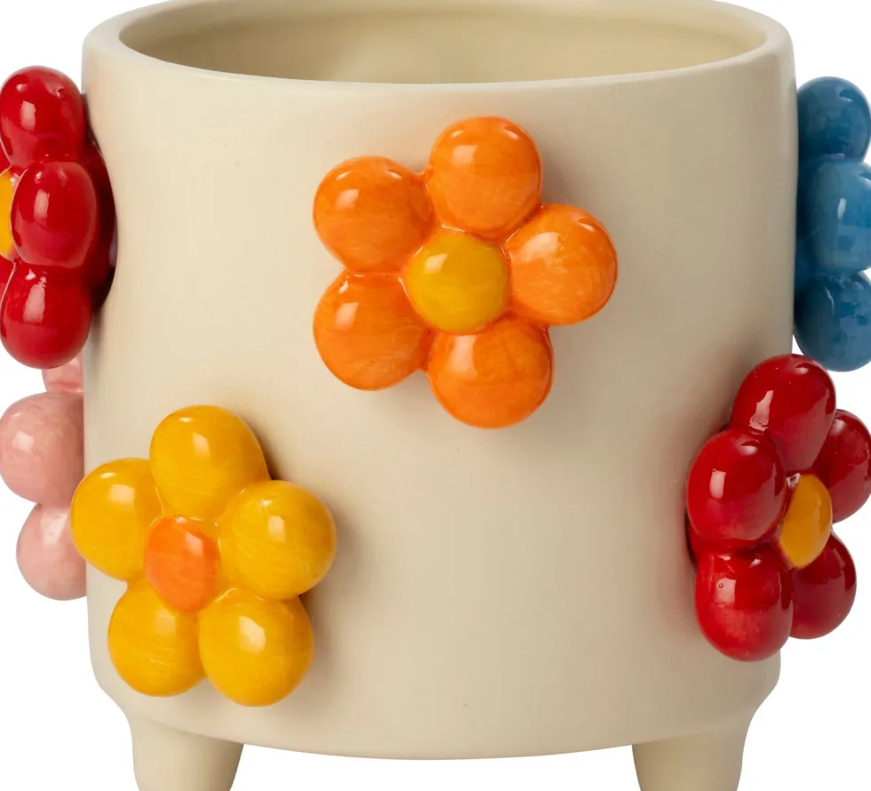 Intratuin bloempot op poten Teddie beige D 13,5 H 14,5 cm