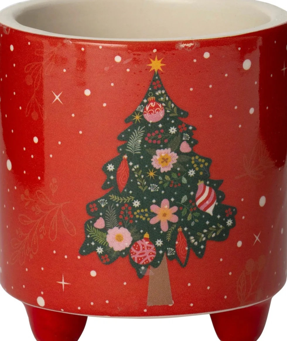 Intratuin bloempot op poten Yule rood D 7,3 H 7,7 cm