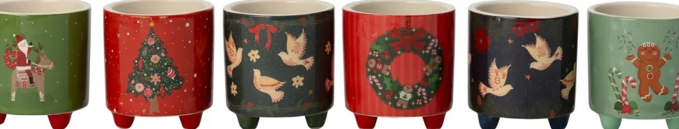 Intratuin bloempot op poten Yule groen D 7,3 H 7,7 cm
