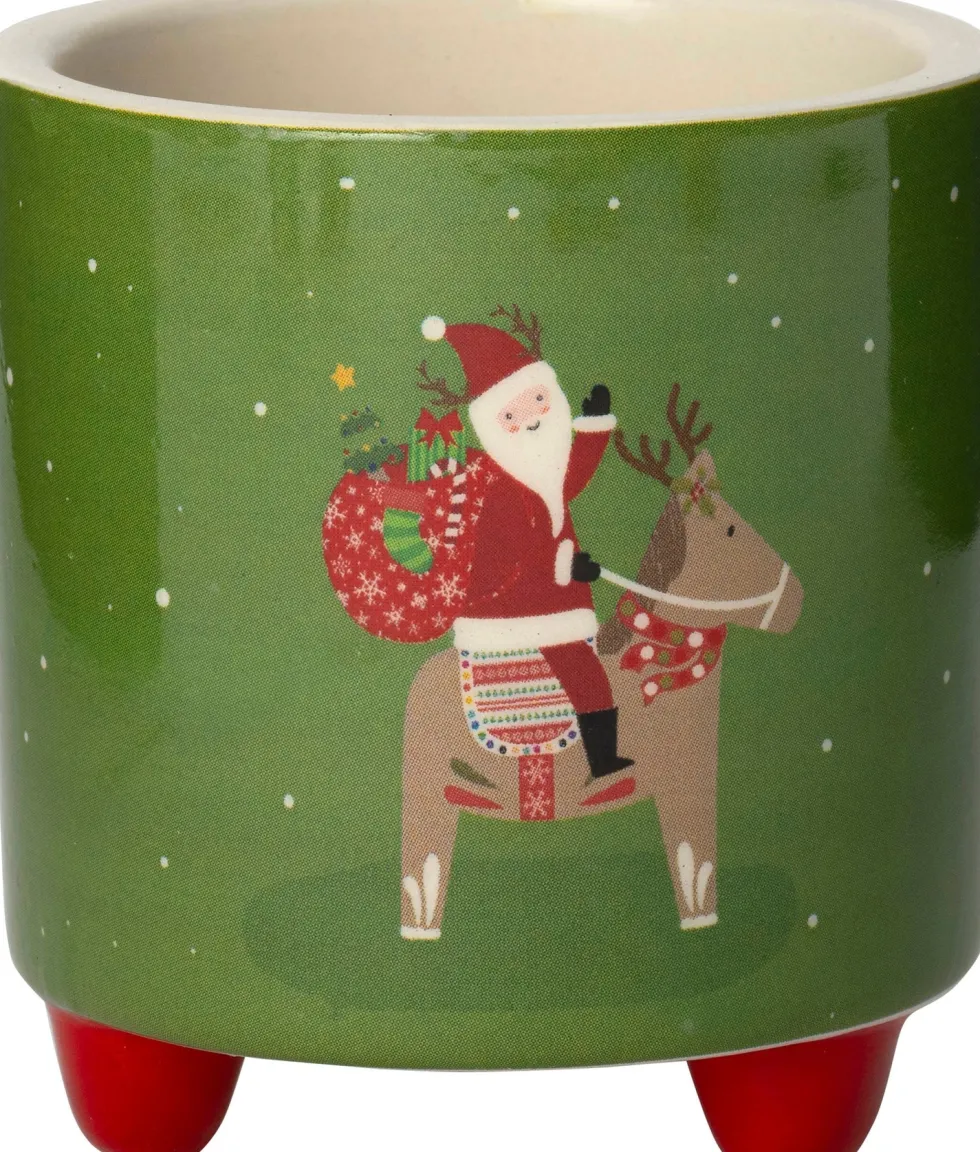 Intratuin bloempot op poten Yule groen D 7,3 H 7,7 cm