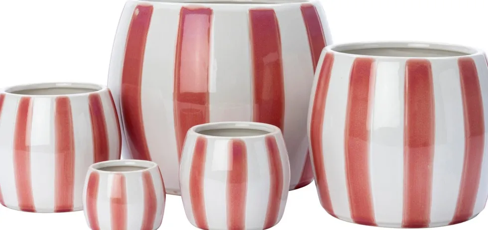 Intratuin bloempot op voet Adora wit / donker roze D 8,8 H 6,5 cm