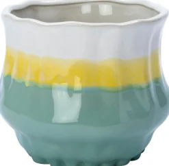 Intratuin bloempot op voet Adil wit / geel / groen D 7 H 7 cm