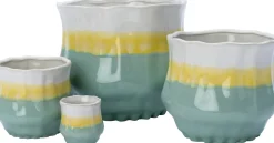 Intratuin bloempot op voet Adil wit / geel / groen D 7 H 7 cm