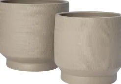 Intratuin bloempot op voet Como beige D 25 H 23 cm