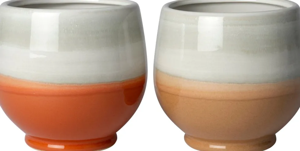 Intratuin bloempot op voet Kaan oranje D 20,5 H 19 cm