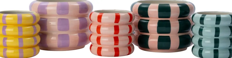 Intratuin bloempot Owen geel / paars D 12,5 H 12 cm