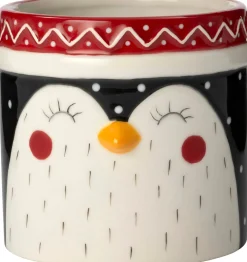 Intratuin bloempot Pinguin wit / zwart D 11 H 10,5 cm