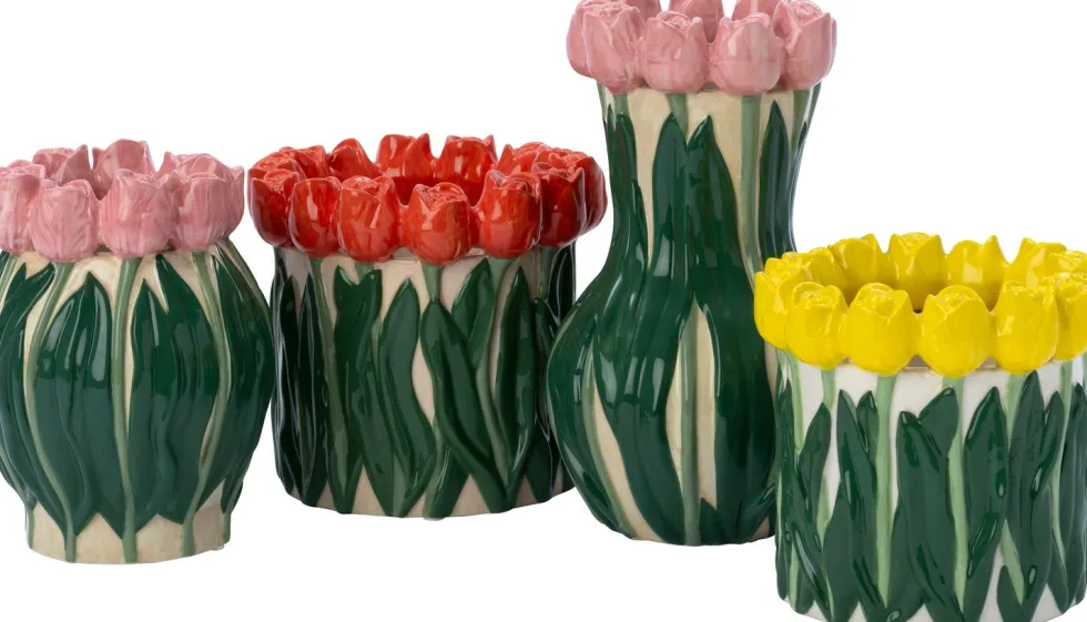 Intratuin bloempot Sven geel / groen D 15,2 H 14,2 cm