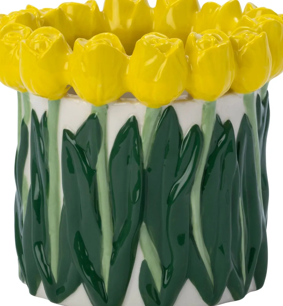 Intratuin bloempot Sven geel / groen D 15,2 H 14,2 cm