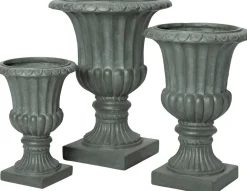 Intratuin bloempot Tilda reliëf grijs D 34,5 H 47,5 cm