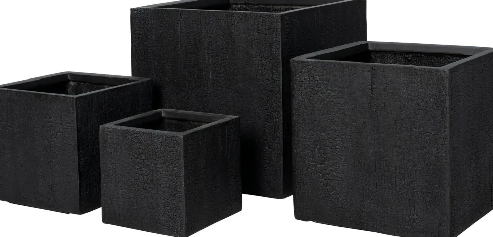 Intratuin bloempot Tino zwart 31,5 x 31,5 x 31,5 cm