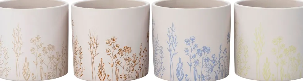 Intratuin bloempot Vera wit / taupe D 13,5 H 12,5 cm