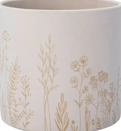 Intratuin bloempot Vera wit / taupe D 13,5 H 12,5 cm