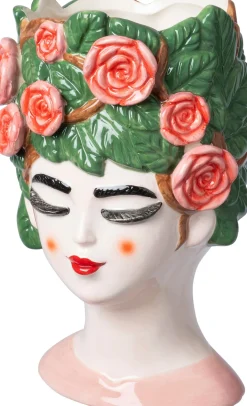 Intratuin bloempot Vrouw met rozen roze 13 x 13 x 21 cm
