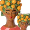 Intratuin bloempot Vrouw met sinaasappels bruin 13,5 x 13,5 x 21 cm