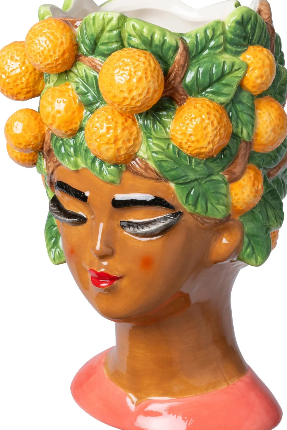 Intratuin bloempot Vrouw met sinaasappels bruin 22 x 22 x 36 cm
