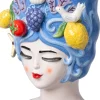 Intratuin bloempot Vrouw met groenten en fruit blauw 15 x 15 x 22 cm