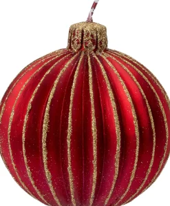 Intratuin bolkaars kerstbal rood / goud 21 uur D 9 H 10,5 cm