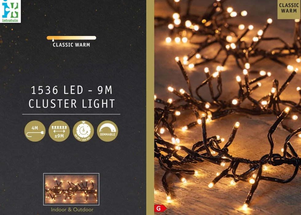 Intratuin clusterverlichting met 1536 LED lampjes classic warm 9 m