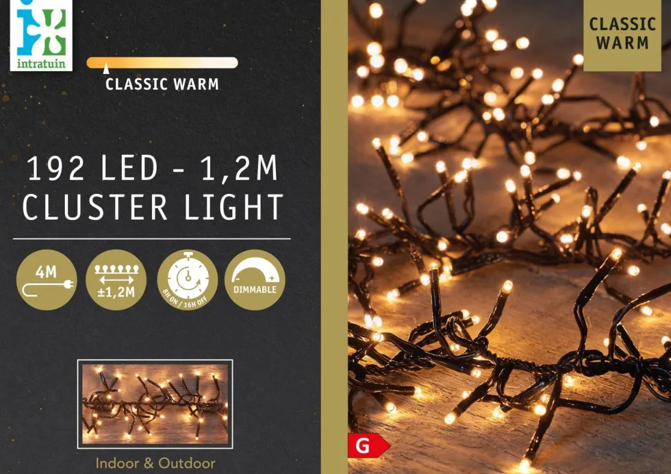 Intratuin clusterverlichting met 192 LED lampjes classic warm 1,2 m