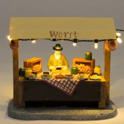 Intratuin De Brink kerstdorpminiatuur marktkraam worst 12 x 7,5 x 10,5 cm