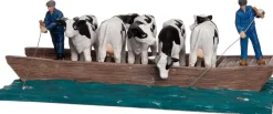Intratuin De Brink kerstdorpminiatuur koeien overzetten 25 x 14 x 9,5 cm