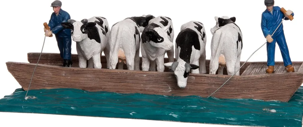 Intratuin De Brink kerstdorpminiatuur koeien overzetten 25 x 14 x 9,5 cm