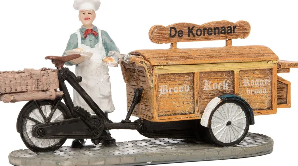 Intratuin De Brink kerstdorpminiatuur bakkersfiets 13 x 4,2 x 7,5 cm