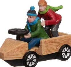 Intratuin De Brink kerstdorpminiatuur zeepkisten race 7,5 x 3,5 x 6 cm