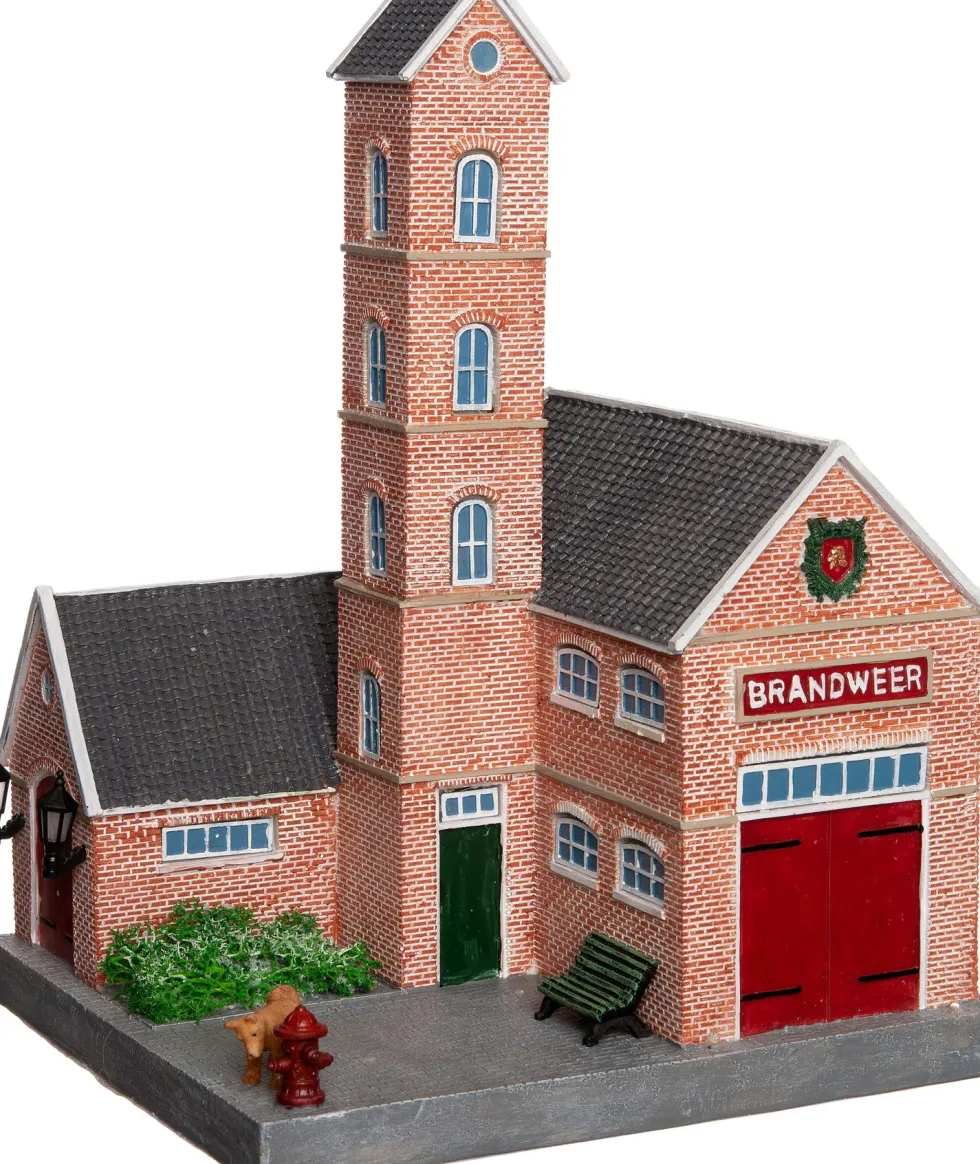 Intratuin De Brink kerstdorpminiatuur brandweerkazerne 21,5 x 20 x 29,5 cm