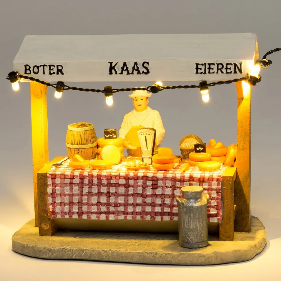 Intratuin De Brink kerstdorpminiatuur marktkraam 12 x 7,5 x 10,5 cm