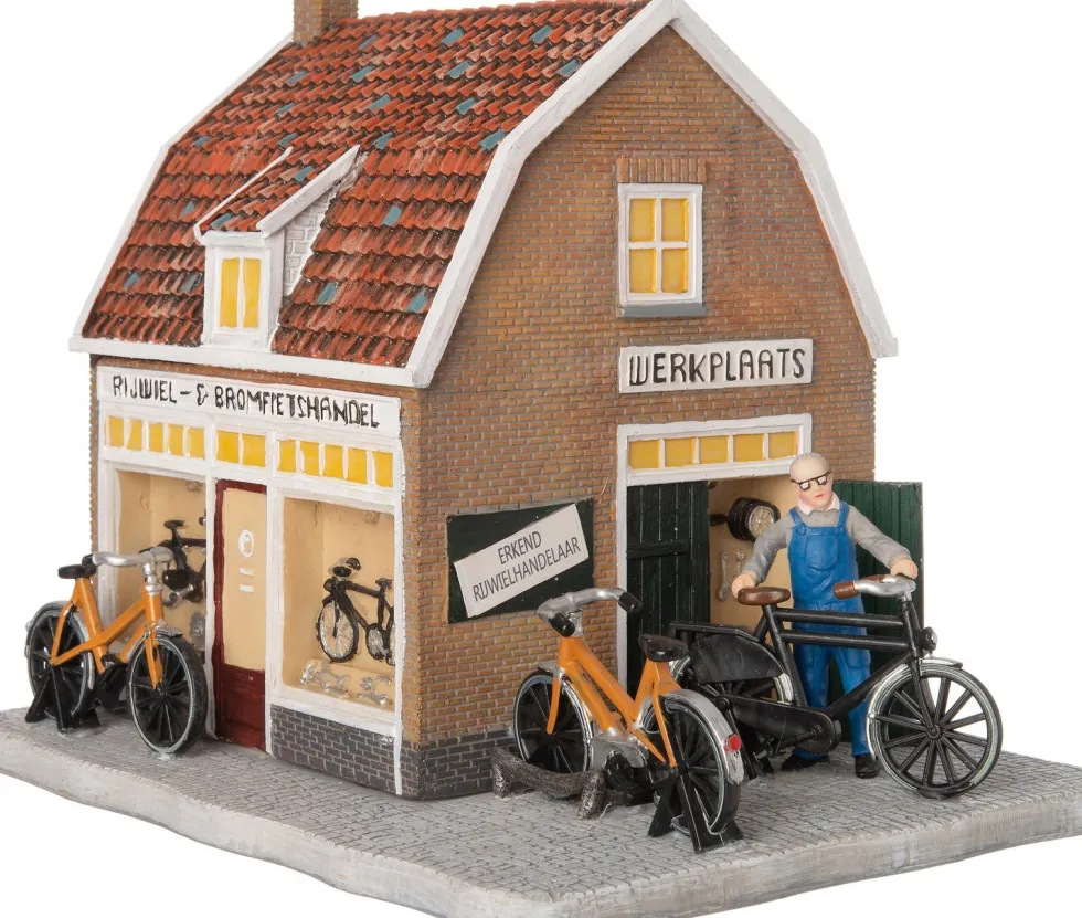 Intratuin De Brink kersthuisje fietsenwinkel 23 x 17 x 19 cm