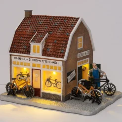 Intratuin De Brink kersthuisje fietsenwinkel 23 x 17 x 19 cm