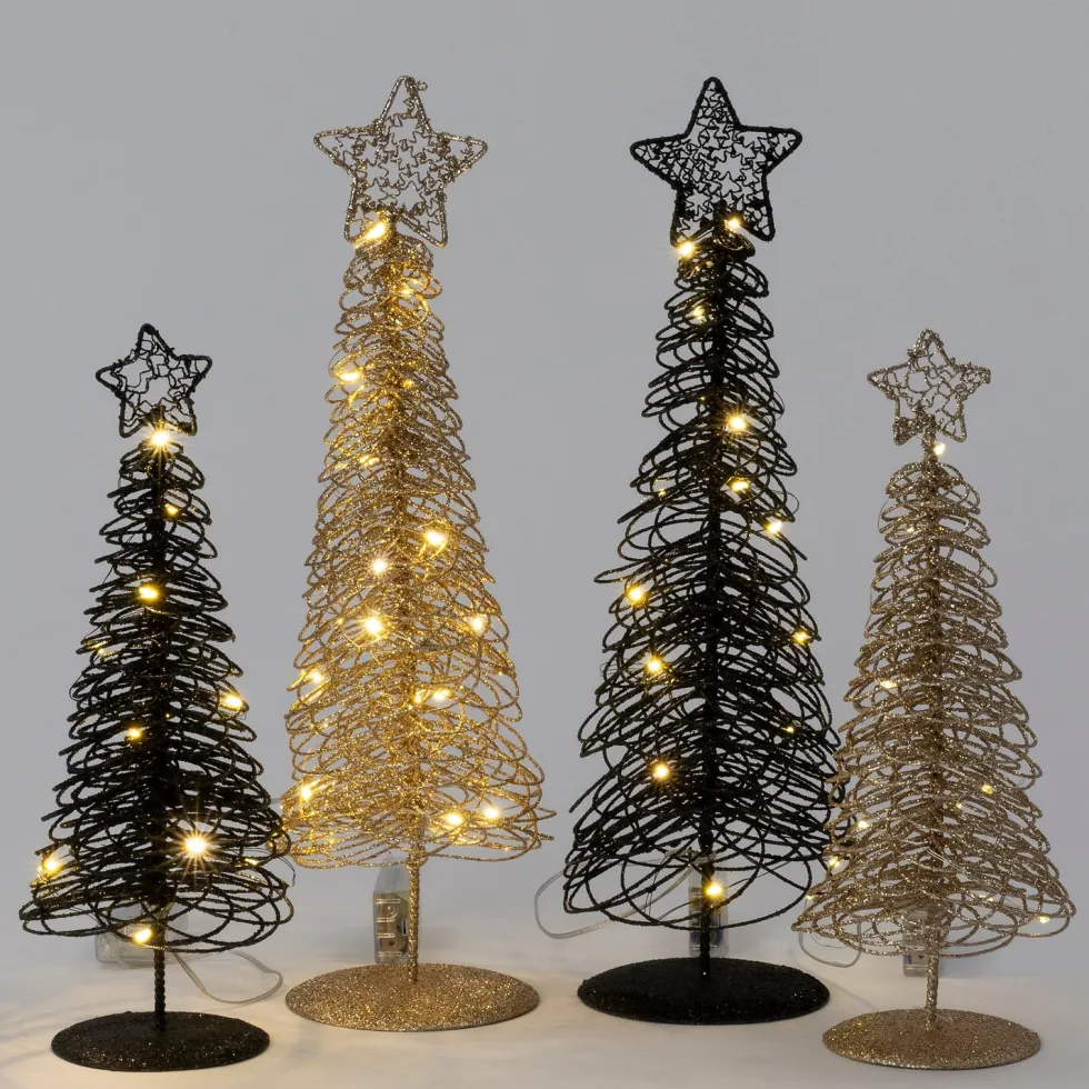 Intratuin decoratieboom Arby met verlichting zwart D 10 H 30 cm