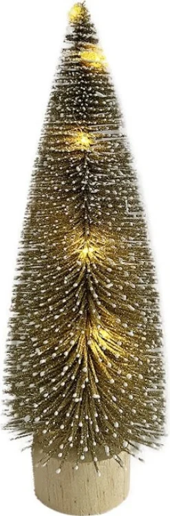 Intratuin decoratieboom Den goud met 10 lampjes warm wit D 10 H 30 cm