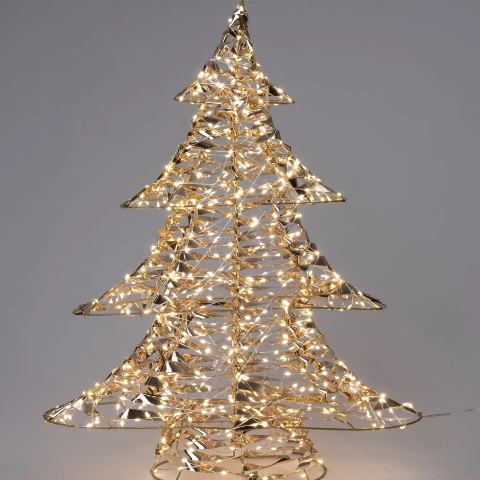 Intratuin decoratieboom Iris goud met verlichting 48 x 10 x 60 cm
