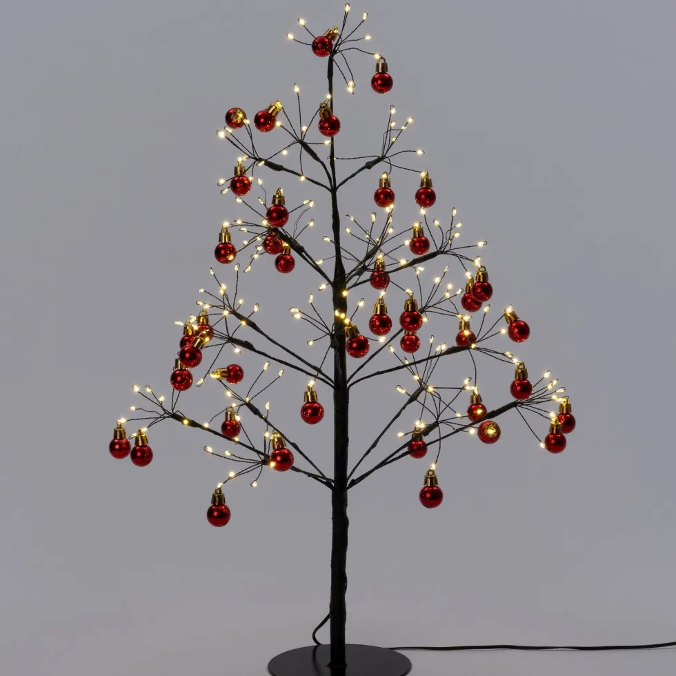 Intratuin decoratieboom kerstbal zwart met verlichting 13 x 13 x 60 cm