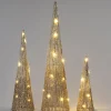Intratuin decoratieboom Lori kegel beige met verlichting D 12 H 40 cm