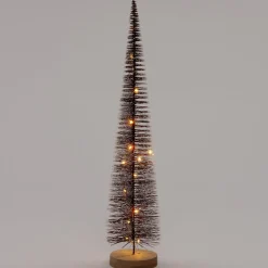 Intratuin decoratieboom met led verlichting besneeuwd bruin D 10 H 50 cm