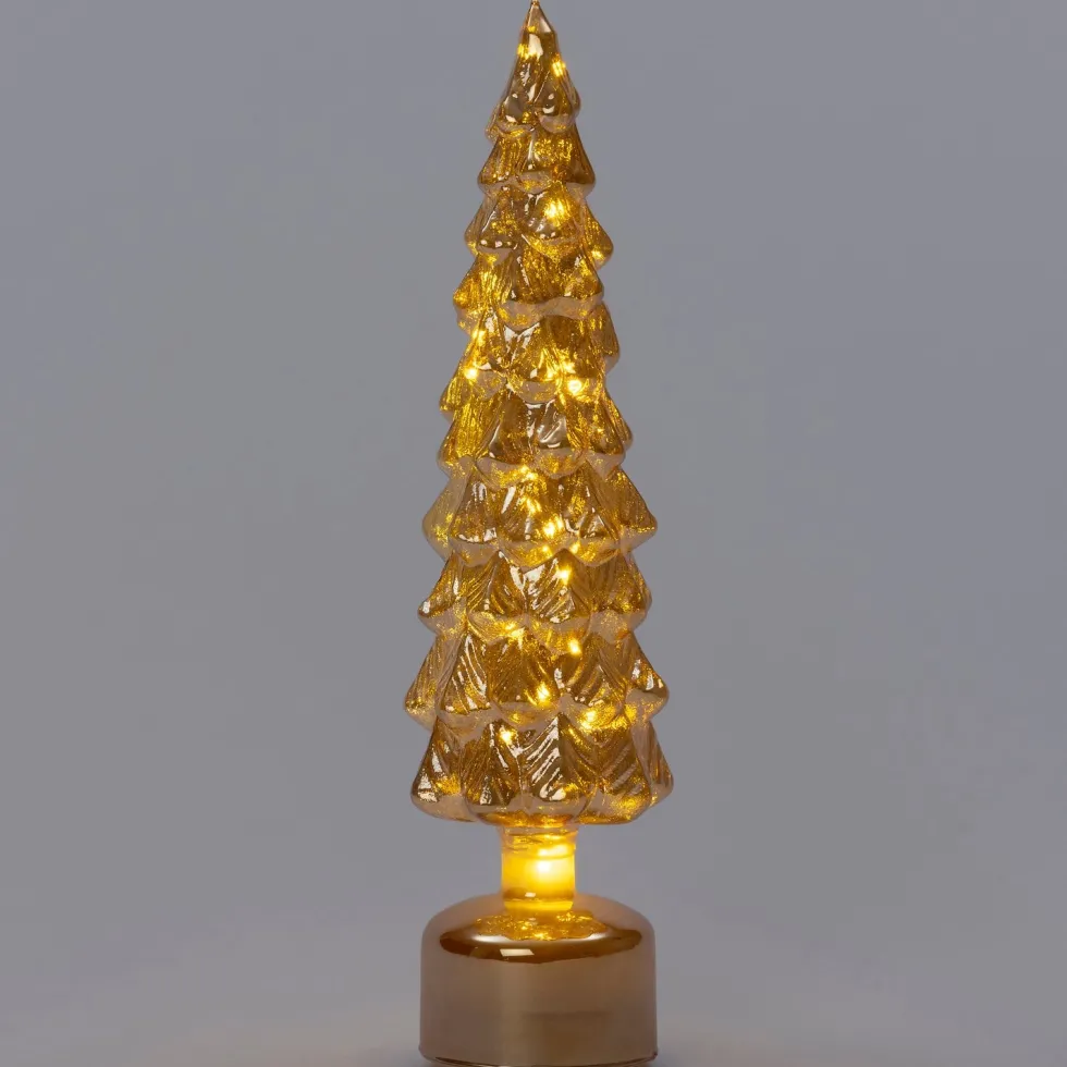 Intratuin decoratieboom Noah goud met verlichting D 10 H 41 cm