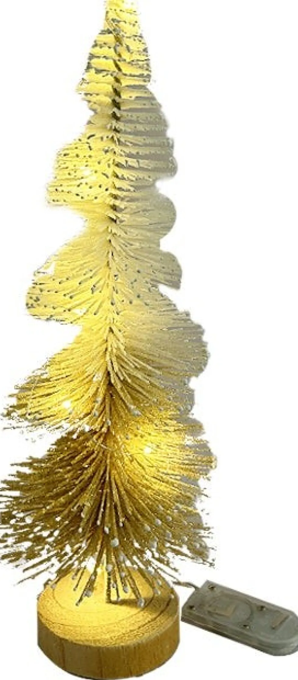 Intratuin decoratieboom Pine goud / wit met 10 lampjes warm wit D 25 H 9,5 cm