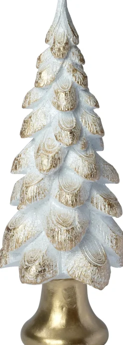 Intratuin decoratieboom Silva kerstboom sneeuw goud / wit D 13 H 34