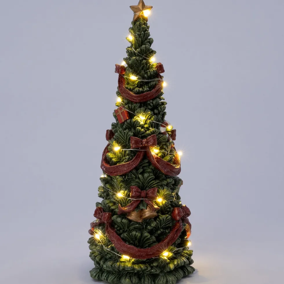 Intratuin decoratieboom strik groen met verlichting D 14 H 32 cm
