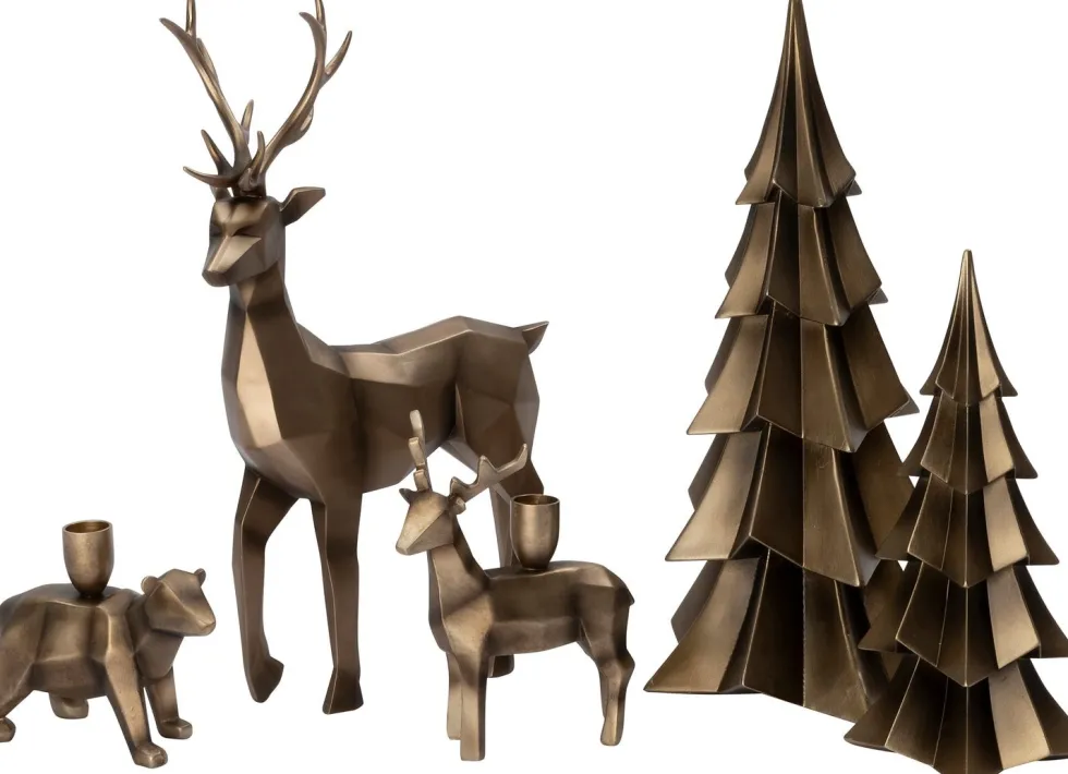 Intratuin decoratieboom Tarja goud 11,6 x 11,4 x 26 cm