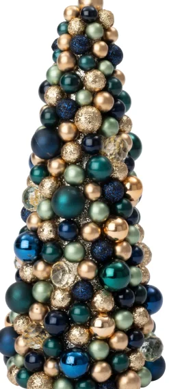 Intratuin decoratieboom Trevi kerstbal groen / goud D 16 H 36 cm