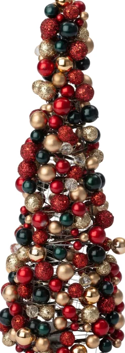 Intratuin decoratieboom Trevi kerstbal rood / groen / goud D 18 H 45 cm